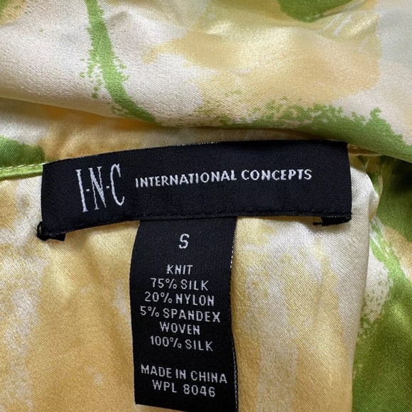 INC International Concepts Yellow Silk Lined Cardigan Removable Tie Size Small - Picture 4 of 6